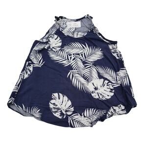 BCX Shirt Womens XL Blue Summer Printed Sleeveless Halter Scoop Neck Casual Top